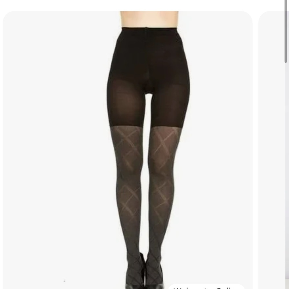 NEW Bundle of 3 Spanx Assets Flipside Diamond Shaping Tights, Black Size 4